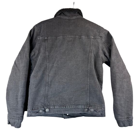 Goodfellow Denim Trucker Jacket Mens Size Small Black Faux Shearling Sherpa - Picture 2 of 11